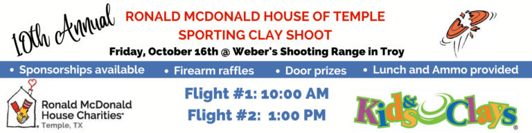 Image banner for the Sporting Clay Shoot fundraiser for the Ronald McDonald House of Temple, Texas