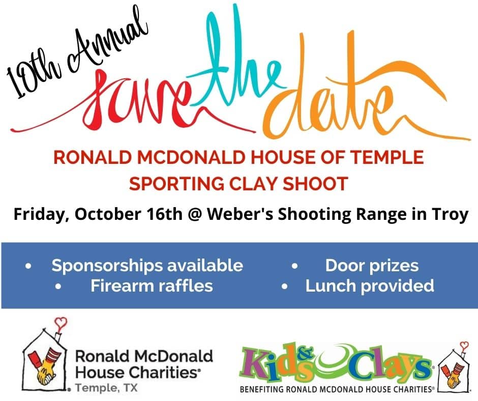 Image banner for the Sporting Clay Shoot fundraiser for the Ronald McDonald House of Temple, Texas