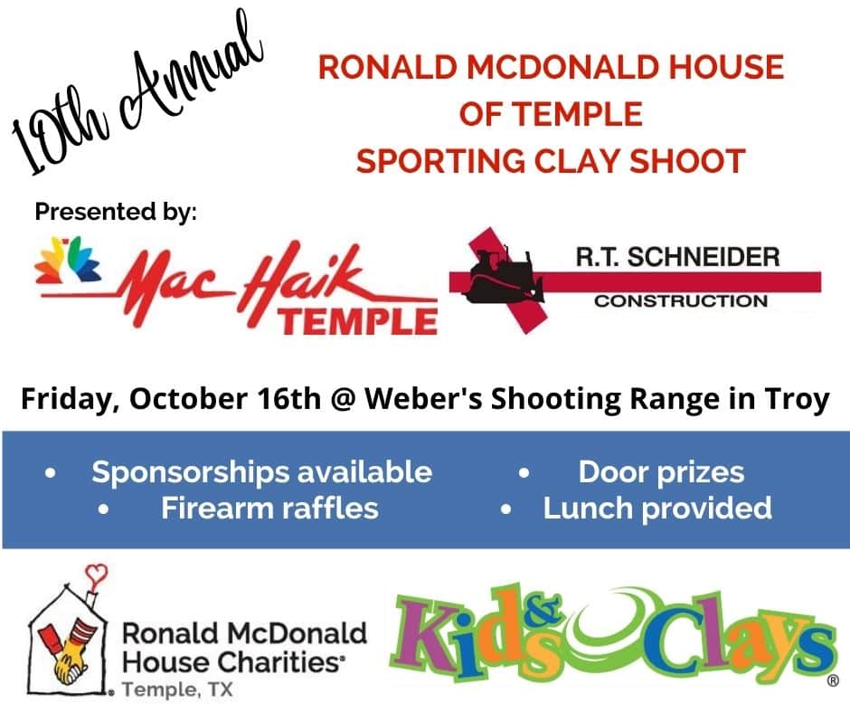 Image banner for the Sporting Clay Shoot fundraiser for the Ronald McDonald House of Temple, Texas